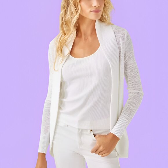 Lilly Pulitzer Amalie Resort White Cardigan Size XXS - Picture 1 of 6